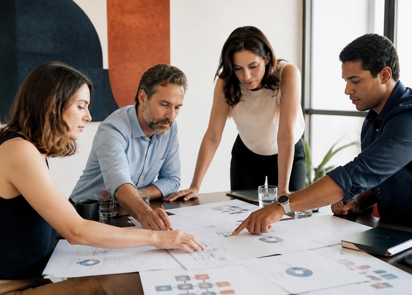Equipe analisando processos e indicadores